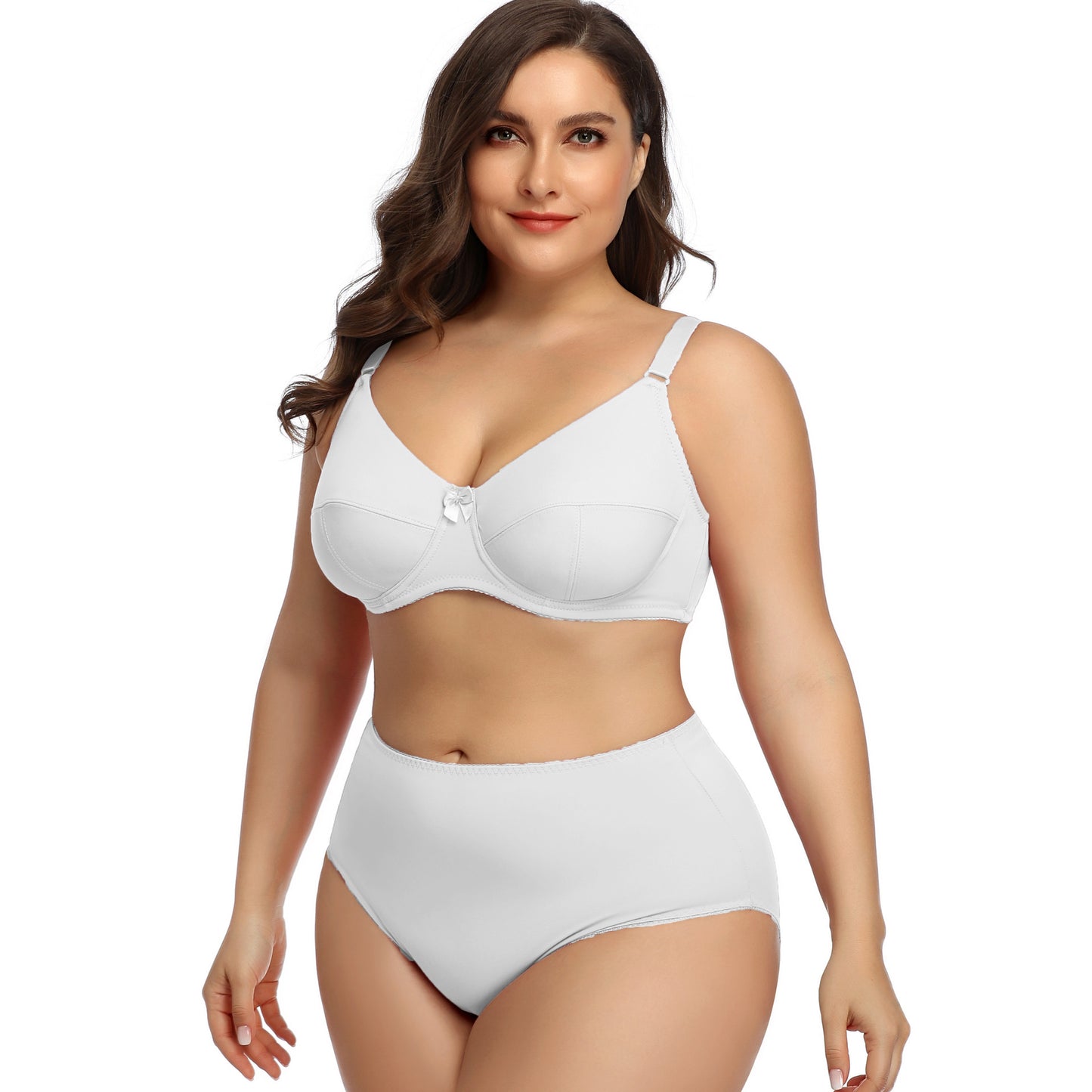 Comfortable Breathable Large Cup Glossy Bra - White / Bra 36 80C Underwear L