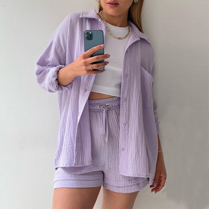 Lightweight Long Sleeve &Shorts Set