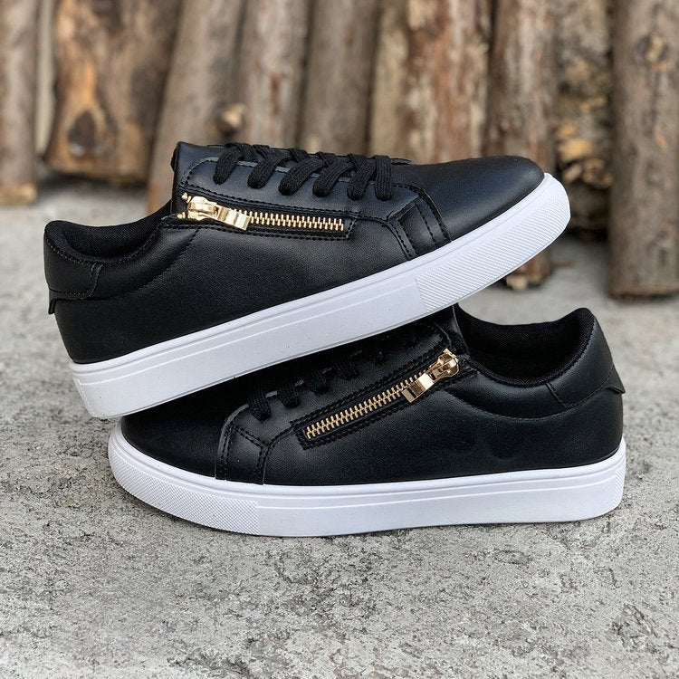 Women’s Leather Side-Zip Casual Sneakers