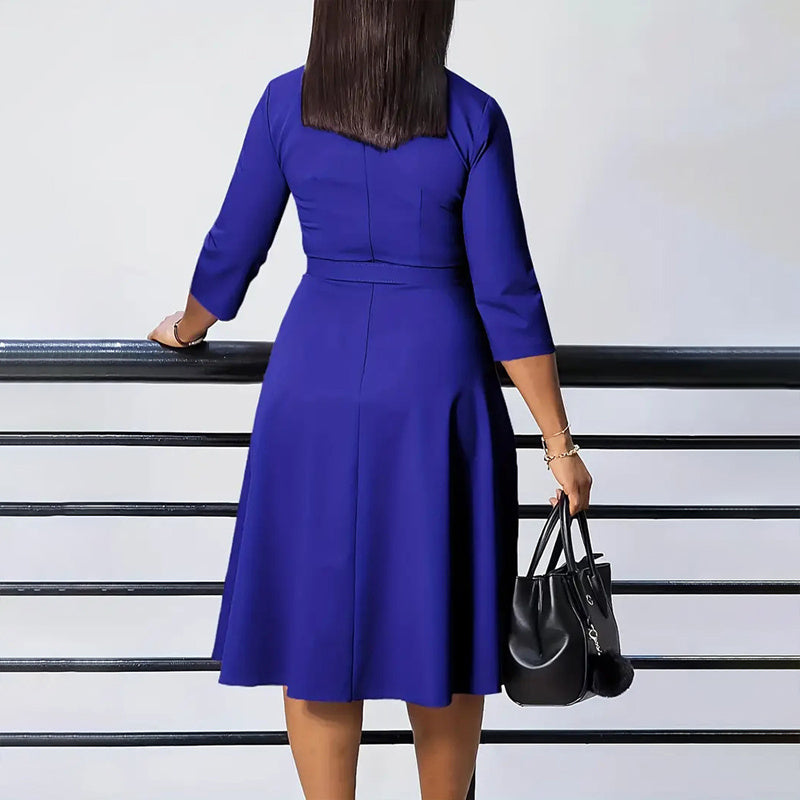 Elegant Wrap A-Line Dress with Belt