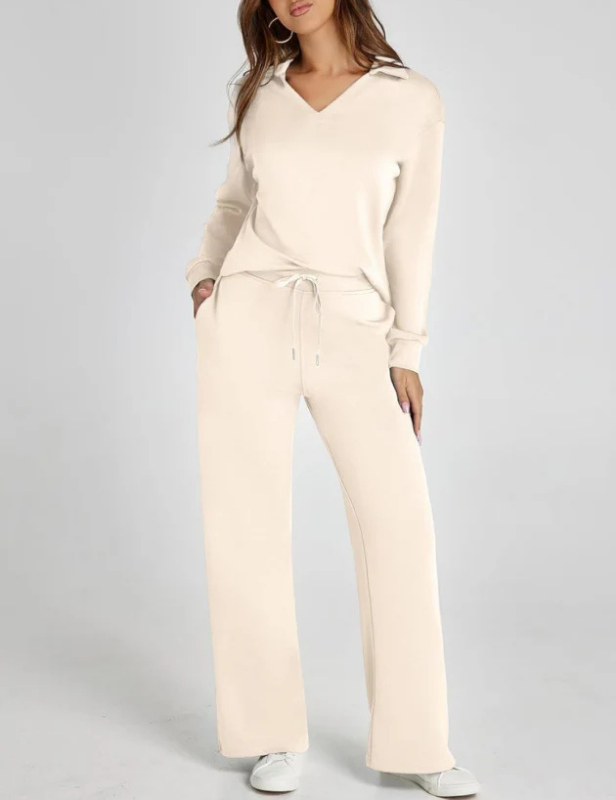 Women’s 2 Piece Sets Outfits Casual Long Sleeve Sweatsuits Sets - Apricot / S