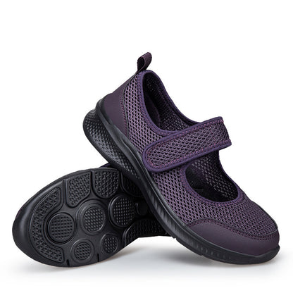 Low-top Thick Bottom Hollow Buckle Casual Mesh Shoes For The Old