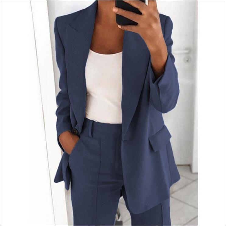 Women's Chic Blazer & Slim Trousers Set
