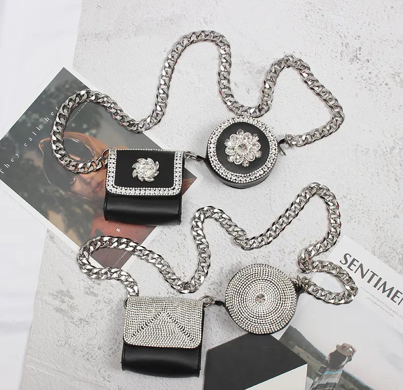 Mini Crossbody Bag With Sparkling Diamonds