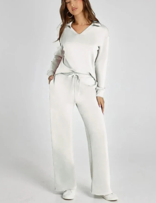 Women’s 2 Piece Sets Outfits Casual Long Sleeve Sweatsuits Sets - White / S