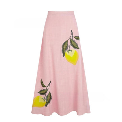 Casual Flower Embroidered Skirt Suit