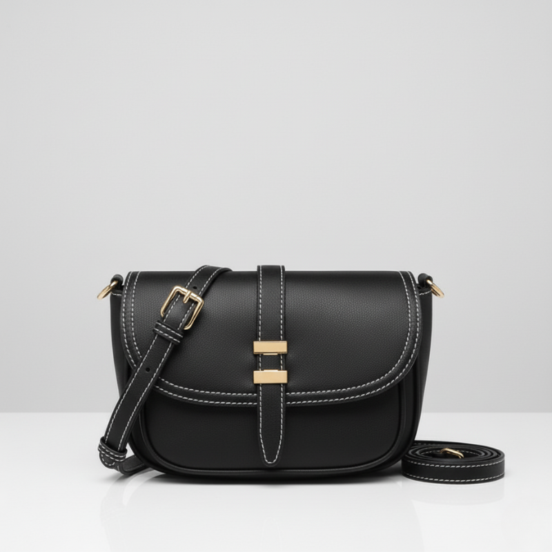 Korean Female Bag Niche Design Messenger Bag - Black