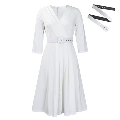 Elegant Wrap A-Line Dress with Belt