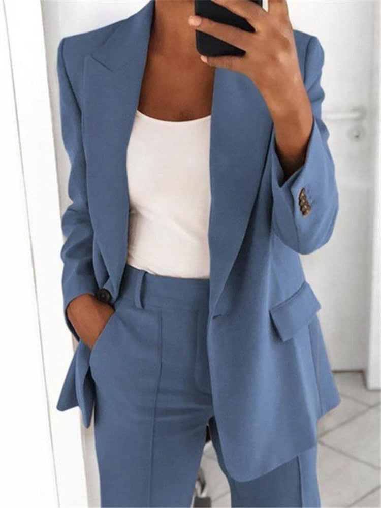 Women's Chic Blazer & Slim Trousers Set