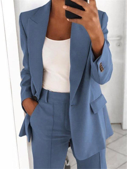 Women's Chic Blazer & Slim Trousers Set