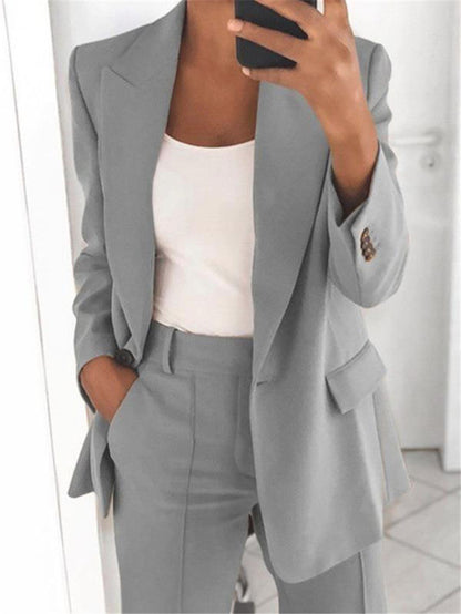 Women's Chic Blazer & Slim Trousers Set