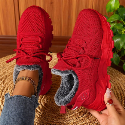 Modistaz Women’s Cozy-Tech Sneaker Snow Boots - Plush Lined Warm & Lightweight (US 4-11) - Red / 36 - Women’s Shoes