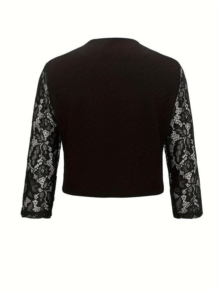 Elegant Lace See-through 34 Sleeve Suit Jacket Small Coat