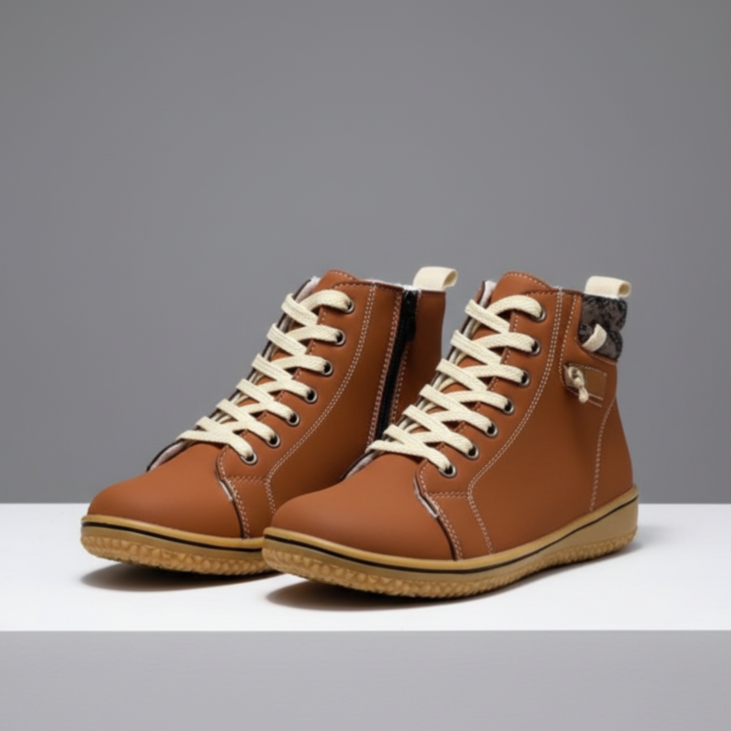 Rieker Women’s Ankle Boots: Fleece-Lined with Knit Cuff and Side Zip - Yellowish brown / 35