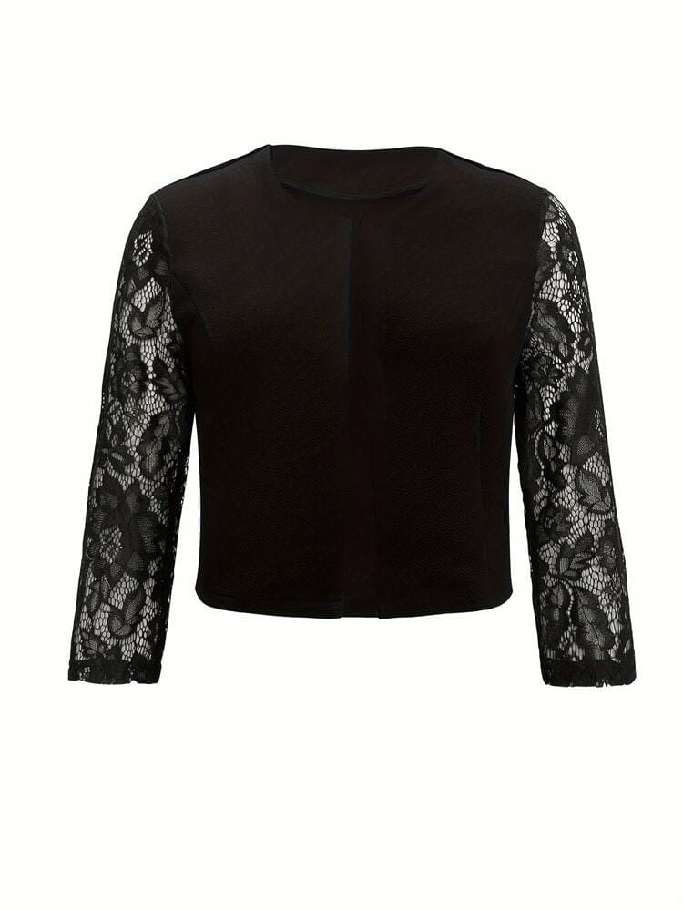 Elegant Lace See-through 34 Sleeve Suit Jacket Small Coat
