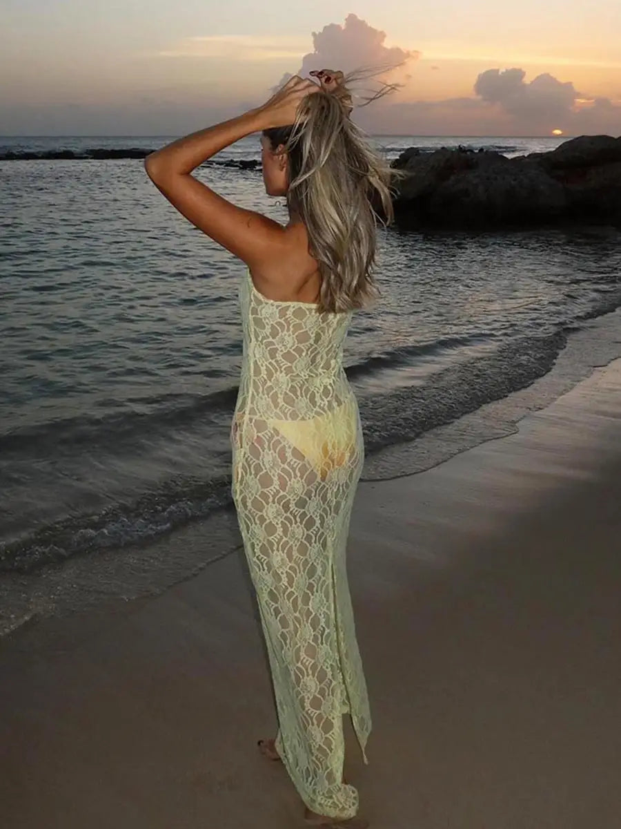 Sexy Lace See-through Tube Top Dress