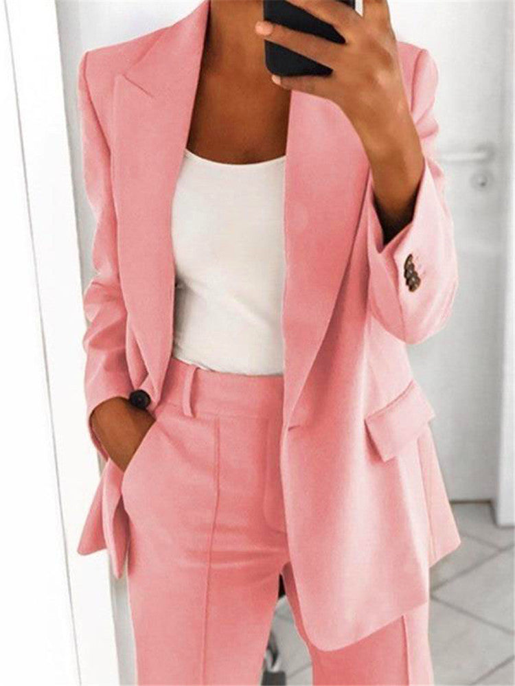 Women's Chic Blazer & Slim Trousers Set