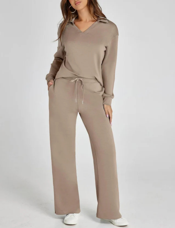 Women’s 2 Piece Sets Outfits Casual Long Sleeve Sweatsuits Sets - Brown / S