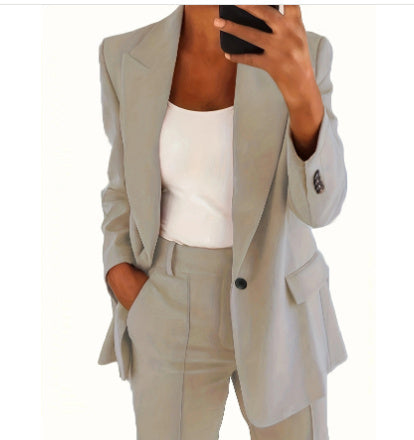 Women's Chic Blazer & Slim Trousers Set