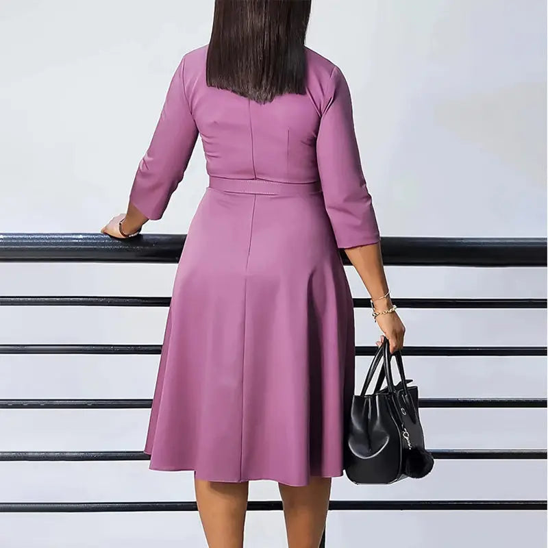 Elegant Wrap A-Line Dress with Belt