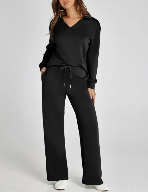 Women’s 2 Piece Sets Outfits Casual Long Sleeve Sweatsuits Sets - Black / S