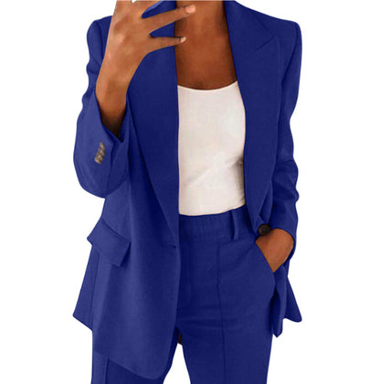 Women's Chic Blazer & Slim Trousers Set