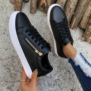Women’s Leather Side-Zip Casual Sneakers
