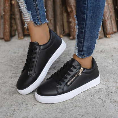 Women’s Leather Side-Zip Casual Sneakers