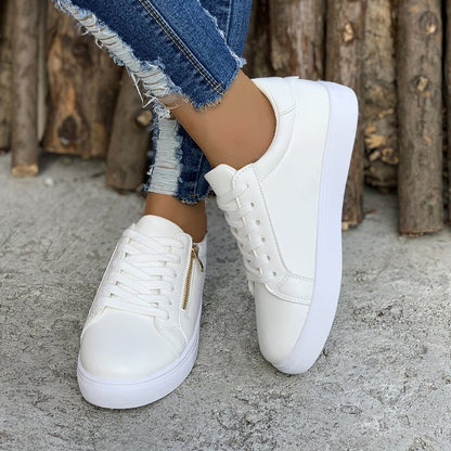 Women’s Leather Side-Zip Casual Sneakers