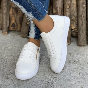 Women’s Leather Side-Zip Casual Sneakers
