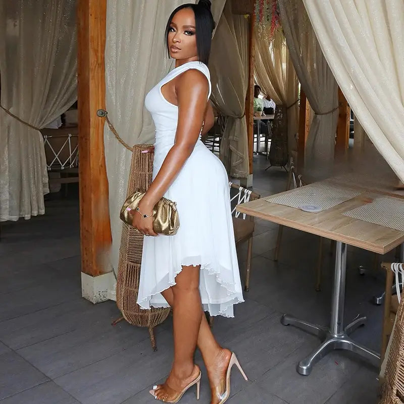 One-Shoulder Asymmetrical Summer Dress