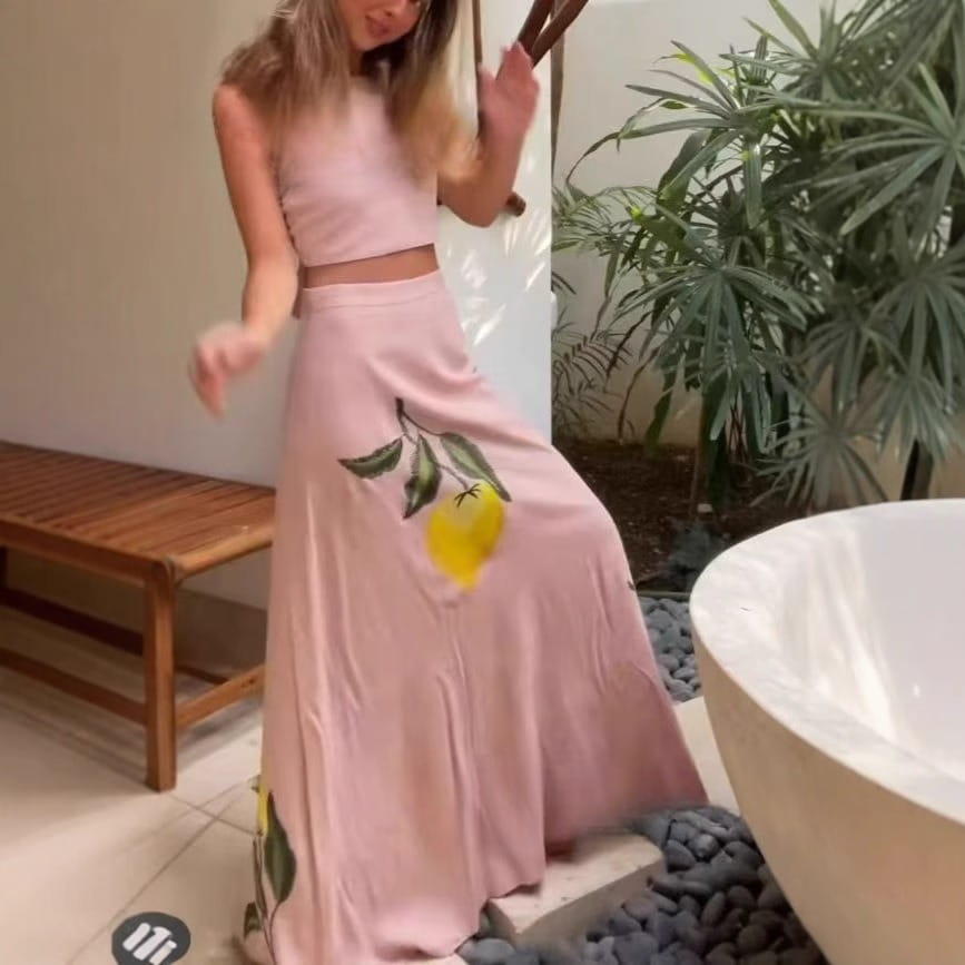 Casual Flower Embroidered Skirt Suit