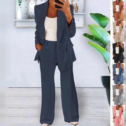 Women's Chic Blazer & Slim Trousers Set