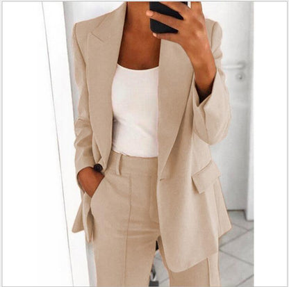 Women's Chic Blazer & Slim Trousers Set