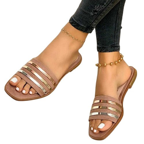 Comfortable Flat Slippers Women - Pink / 35